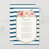 Rosa florale Marmorstreifen für Hochzeitsrichtung  Begleitkarte (Vorne/Hinten)