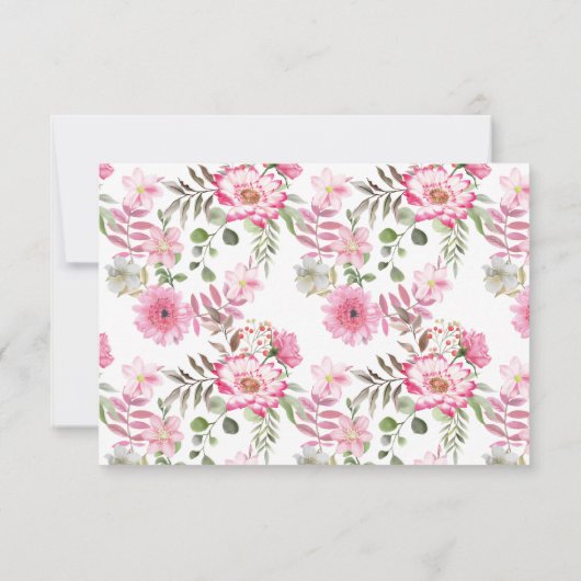 Rosa florale Minimal Wedding RSVP Card (Rückseite)