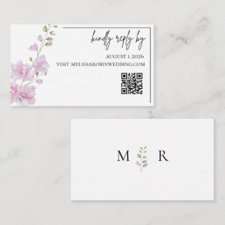 Rosa Florale Minimalistische Hochzeits-RSVP-Beilag Begleitkarte