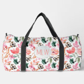 Rosa florale Mit Monogramm Groß Duffle Bag (Vorderseite)