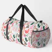 Rosa florale Mit Monogramm Groß Duffle Bag (Rechte Ecke)