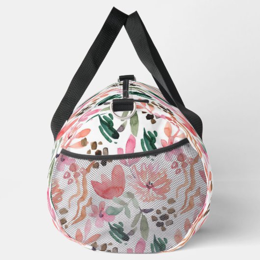Rosa florale Mit Monogramm Groß Duffle Bag (Rechts)