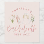 Rosa florale moderne Rosa Girl Junggeselinnen-Absc Weinetikett (Einzelnes Label)