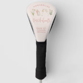 Rosa florale moderne rosa gürtelige Junggeselinnen Golf Headcover (Vorderseite)