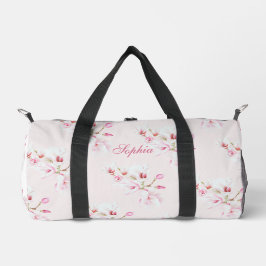 Rosa florale Moderne rosa Text Duffle Bag