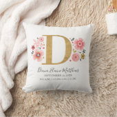Rosa florale Monogramm Anfangsbuchstaben D Geburts Kissen (Decke)