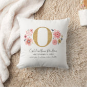 Rosa florale Monogramm Anfangsbuchstaben der Gebur Kissen (Decke)
