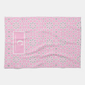 Rosa florale Monogramm Geschirrtuch (Horizontal)