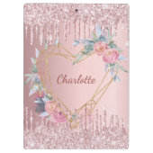 Rosa florale Monogramm Klemmbrett (Rückseite)