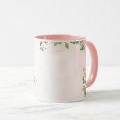 Rosa florale Monogramm L Aquarell mit Name Tasse (VorderseiteRechts)