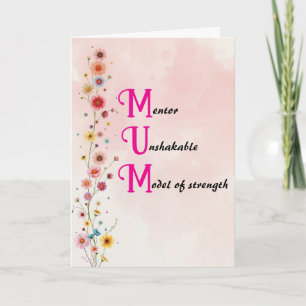 Rosa florale MUM-Akronym Muttertag Karte