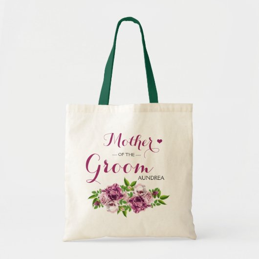 Rosa, florale Mutter des Bräutigams Tragetasche (Vorne)