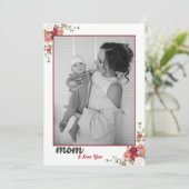 Rosa florale Muttertagskarte Foto Dankeskarte (Stehend Vorderseite)