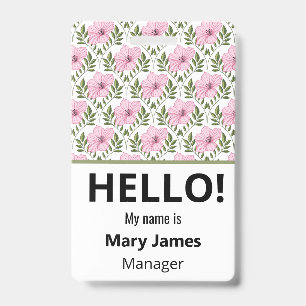 Rosa florale Namens-Lanyard   Personalisiertes ID- Ausweis