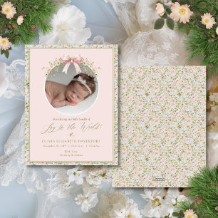 Rosa florale Neugeborenen-Baby-Foto-Weihnachten Feiertagskarte