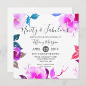 Rosa florale Neunzigartigkeit & fabelhafte 90. Geb Einladung (Vorne/Hinten)