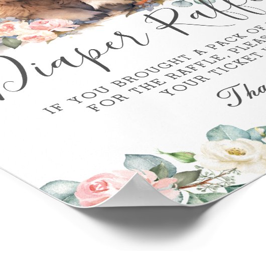 Rosa florale Niedliche Babywindeln Poster (Ecke)