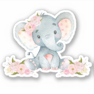 Rosa florale niedlicher Baby-Elefant-Vinyl-Ausschn Aufkleber