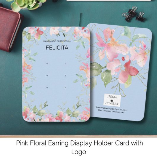 Rosa Florale Ohrhänger Displayhalter Karte