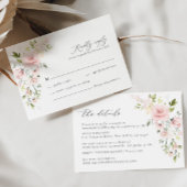 Rosa florale Olive Hochzeitskarte Begleitkarte