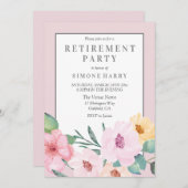 Rosa florale Party Einladung für den Grenzschutz (Vorne/Hinten)