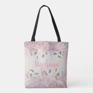 Rosa Florale Personalisierte Name Tasche
