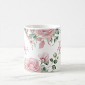 Rosa florale personalisierter Name PA Kaffeetasse (Mittel)