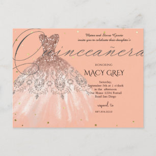 Rosa Florale Quinceañera 15. Geburtstag Postkarte