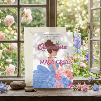 Rosa Florale Quinceañera 15. Geburtstagseinladung Einladung