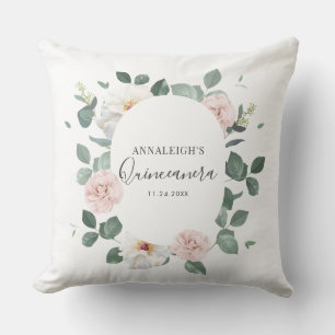 Rosa Florale Quinceanera 15. Geburtstagsfeier Kissen