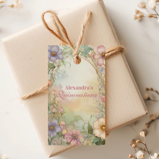Rosa Florale Quinceanera-Feier Geschenkanhänger