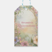 Rosa Florale Quinceanera-Feier Geschenkanhänger (Rückseite)
