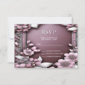 Rosa florale Rahmen-RSVP-Karte RSVP Karte (Vorderseite)