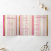 Rosa florale Regency Era Wedding Dreifach Gefaltete Einladung (Innenseite)