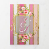 Rosa florale Regency Era Wedding Dreifach Gefaltete Einladung (Cover)