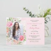 Rosa florale religiöse Einladung (Stehend Vorderseite)