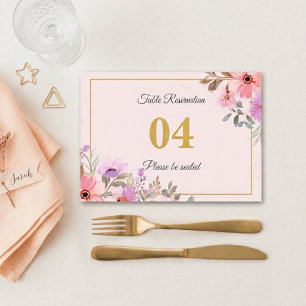 Rosa Florale Reservierte Hochzeitstisch-Schild Rom Tischnummer