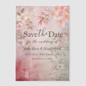 Rosa florale romantische Hochzeit retten das Datum Pergament Einladungen (Vorderseite)