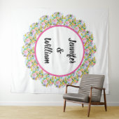 Rosa florale romantische Hochzeitshintergrund Wandteppich (Beispiel (Horizontal))