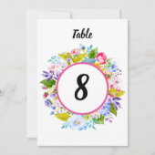 Rosa florale romantische Hochzeitssemonie-Tischnum Einladung (Vorderseite)