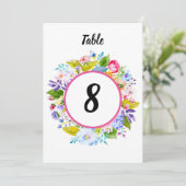 Rosa florale romantische Hochzeitssemonie-Tischnum Einladung (Stehend Vorderseite)