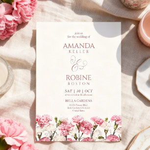 Rosa florale romantische minimalistische Hochzeit Einladung