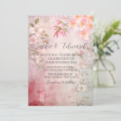 Rosa florale Romantische QR-Hochzeit Einladung (Stehend Vorderseite)