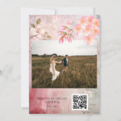Rosa florale Romantische QR-Hochzeit Einladung (Rückseite)