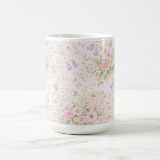 Rosa Florale Rose & Daisy — Pastell Botanik Kaffeetasse