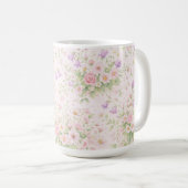 Rosa Florale Rose & Daisy — Pastell Botanik  Kaffeetasse (VorderseiteRechts)