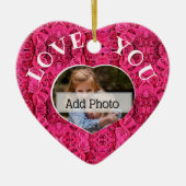 Rosa florale Rose Liebe Ihr Herz Foto Rahmen Keramik Ornament (Vorne)