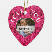 Rosa florale Rose Liebe Ihr Herz Foto Rahmen Keramik Ornament (Links)