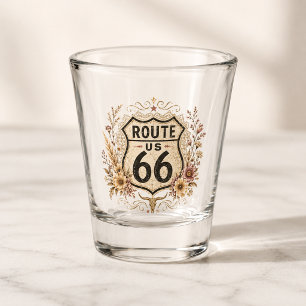 Rosa florale Route 66 Barware-Stil Schnapsglas