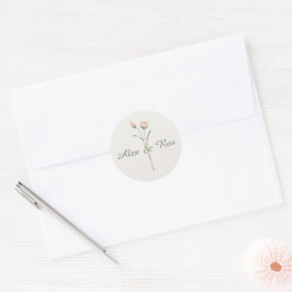 Rosa florale Rundkleber für Hochzeitsverpackungen Runder Aufkleber